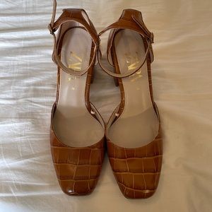Zara Croc Block Heel NWOT